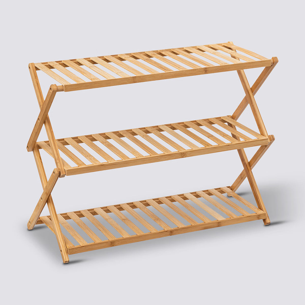 Etajera pantofi pliabila din bambus, pentru 9 perechi, 70x29x53 cm, natur