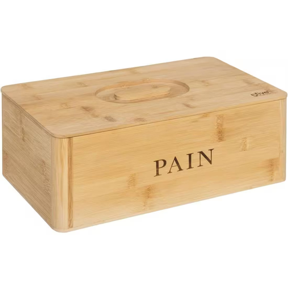 Cutie paine bambus 5Five cu design natural si capac rabatabil, 33x13x20 cm, maro natur