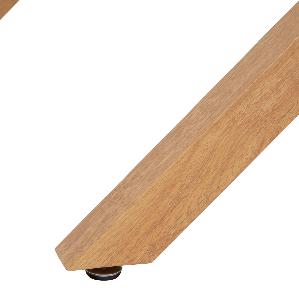 Masa dining bucatarie Atmosphera Jorel cu blat din sticla si picioare metalice, 180x90x75 cm, efect stejar