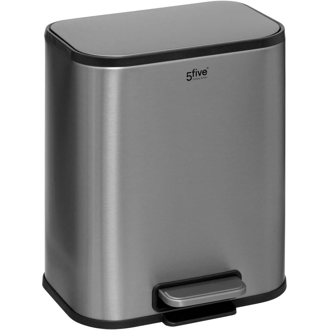 Cos de gunoi cu pedala 5Five din otel inoxidabil mat, 5L, galeata interioara detasabila, 24x20x29 cm, gri