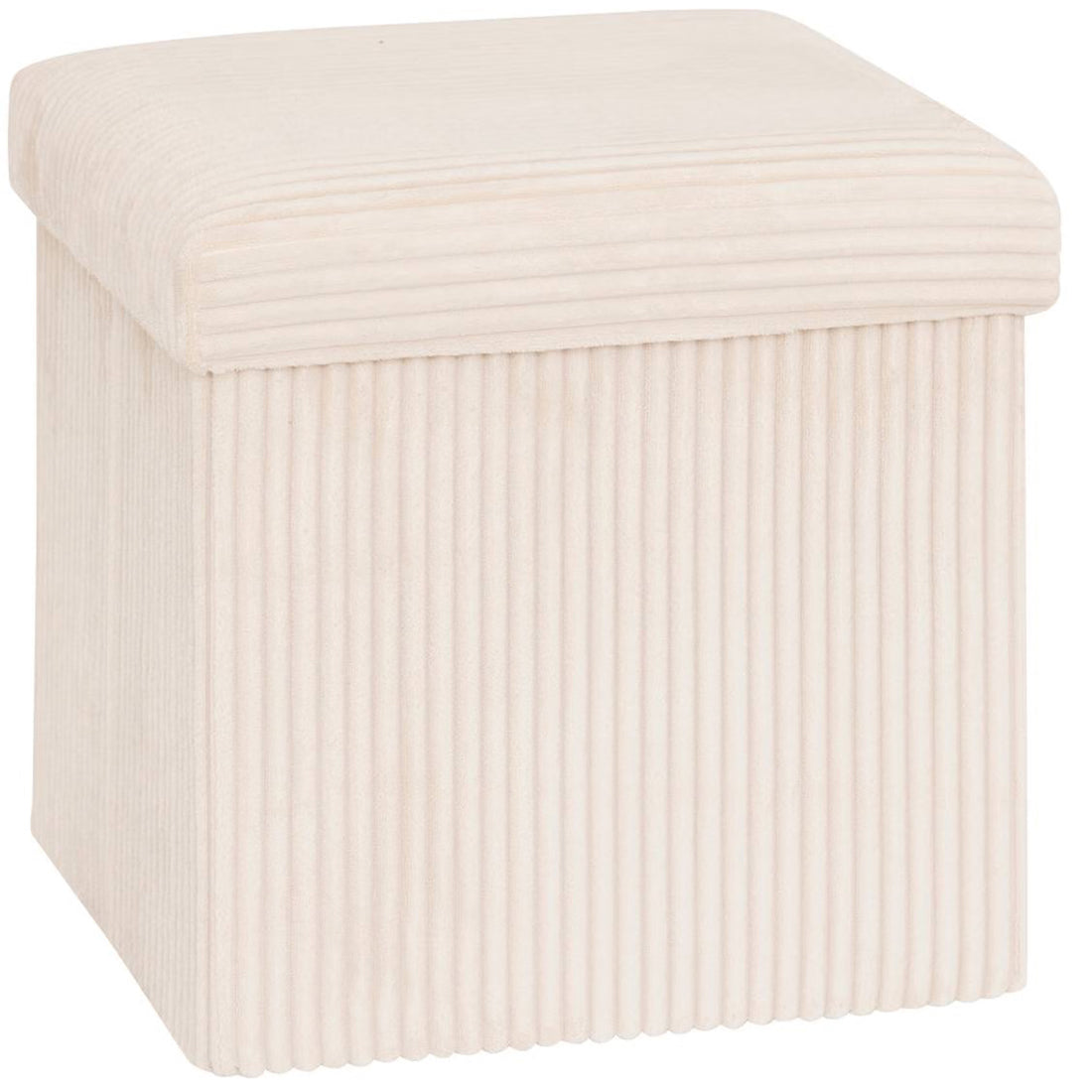 Taburet pliabil Atmosphera Arum din material tip catifea raiat, 38x38x38 cm, ivoire