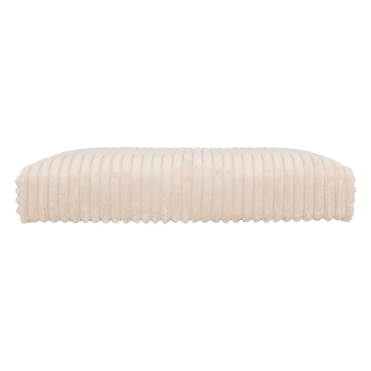 Taburet pliabil Atmosphera Arum din material tip catifea raiat, 38x38x38 cm, ivoire