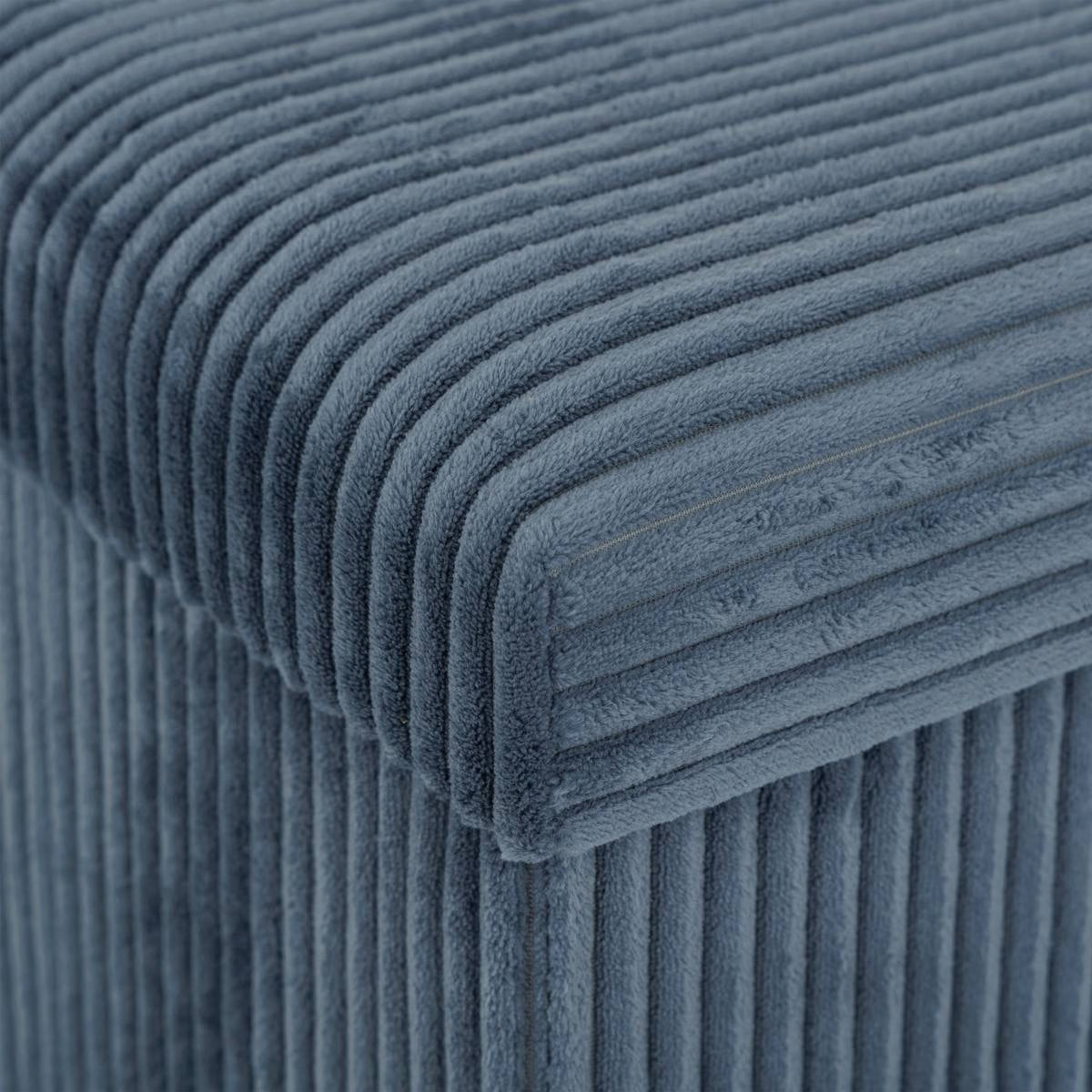 Taburet pliabil Atmosphera Arum din material tip catifea raiat, 38x38x38 cm, albastru inchis