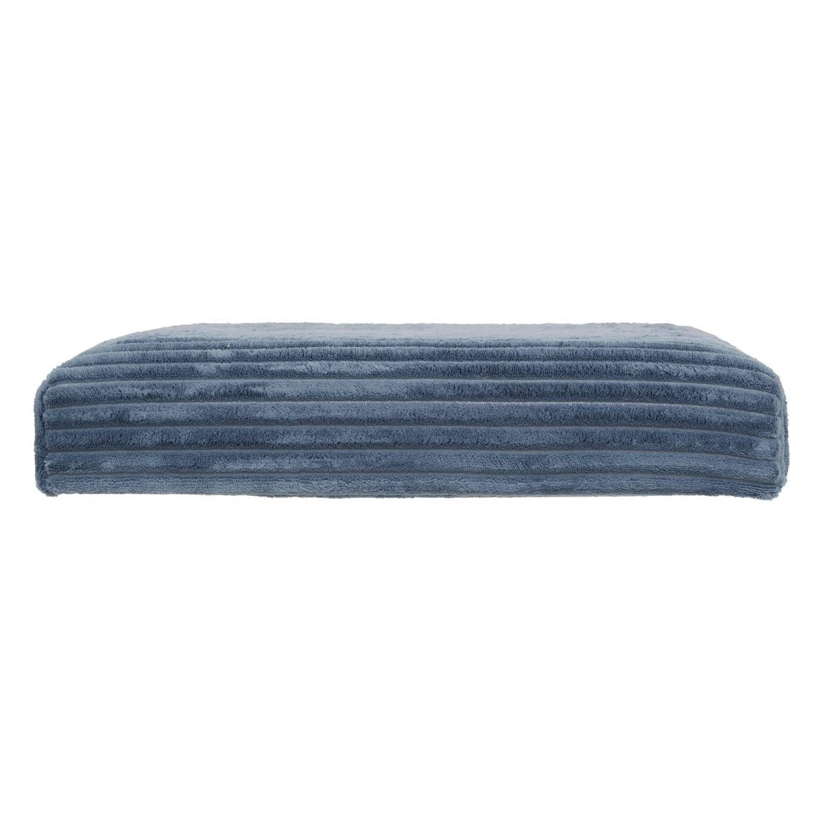 Taburet pliabil Atmosphera Arum din material tip catifea raiat, 38x38x38 cm, albastru inchis