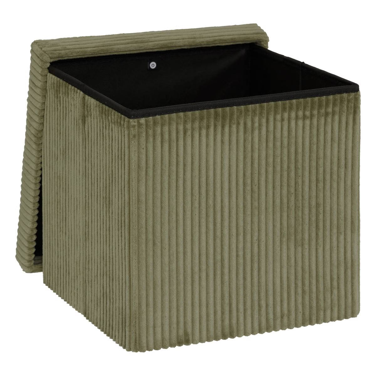 Taburet pliabil Atmosphera Arum din material tip catifea raiat, 38x38x38 cm, verde kaki