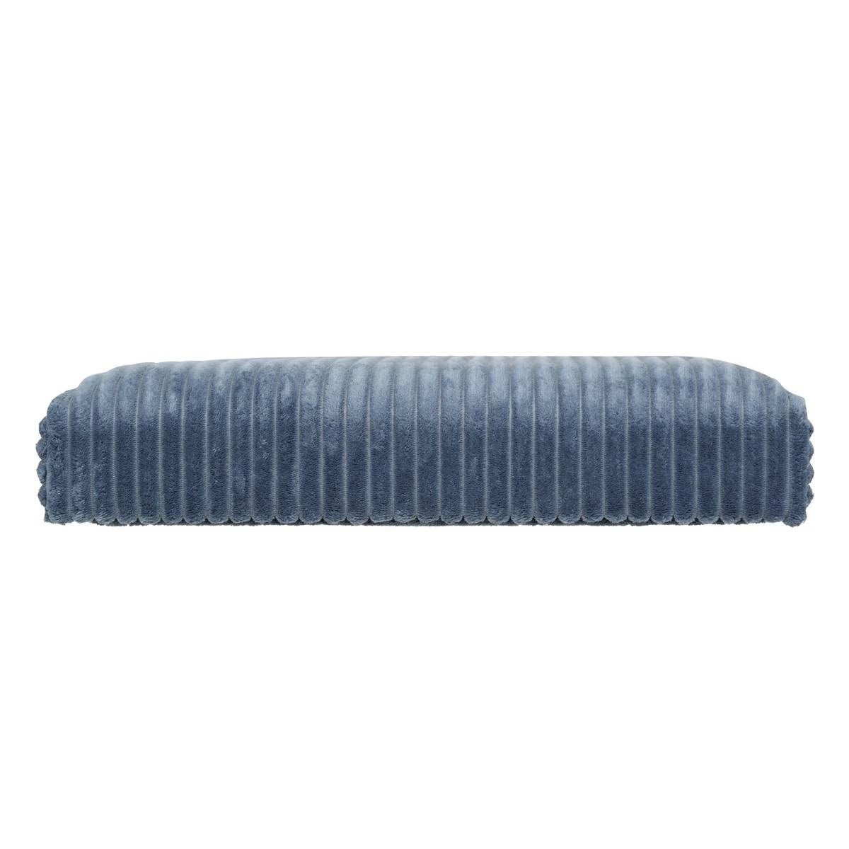 Taburet dublu pliabil Atmosphera Arum din material tip catifea raiat, 76x38x38 cm, albastru inchis