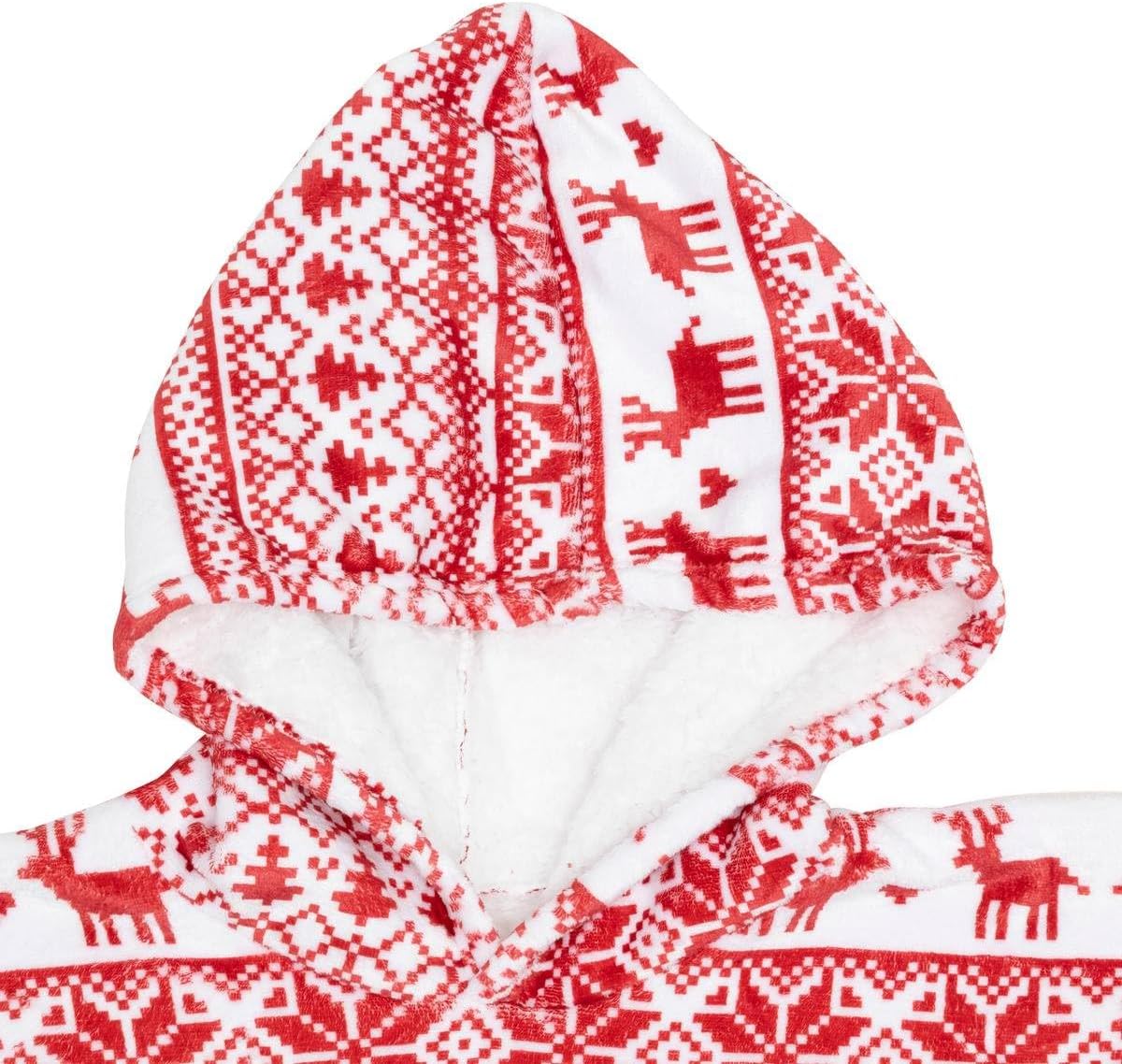 Bluza pentru adulti cu design scandinav de Craciun, oversize, 85x118 cm, rosu