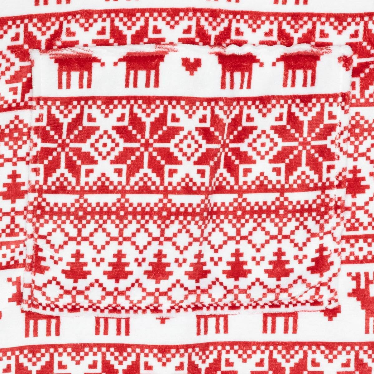 Bluza pentru adulti cu design scandinav de Craciun, oversize, 85x118 cm, rosu