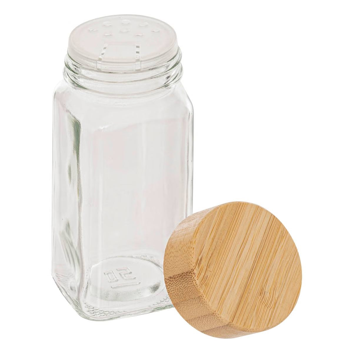 Set 6 borcane condimente 5Five, din sticla cu capac bambus, 120 ml fiecare