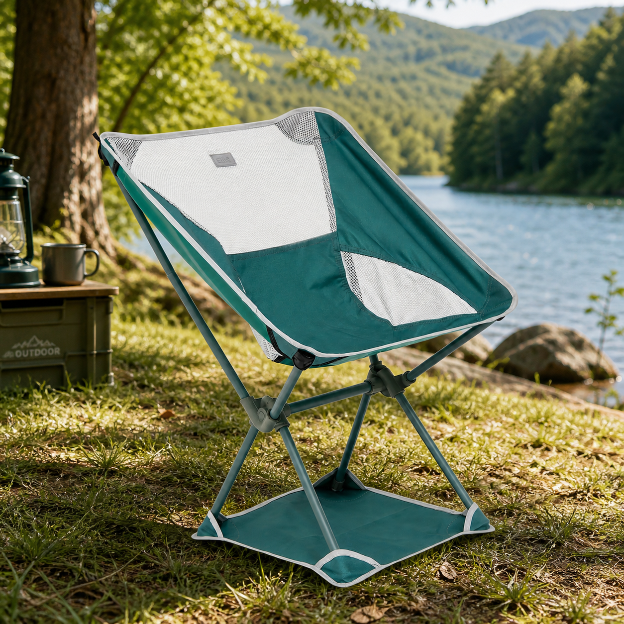 Scaun pliabil camping sau pescuit 5Five cu cadru din otel si sezut din poliester, 72x56x53 cm, verde