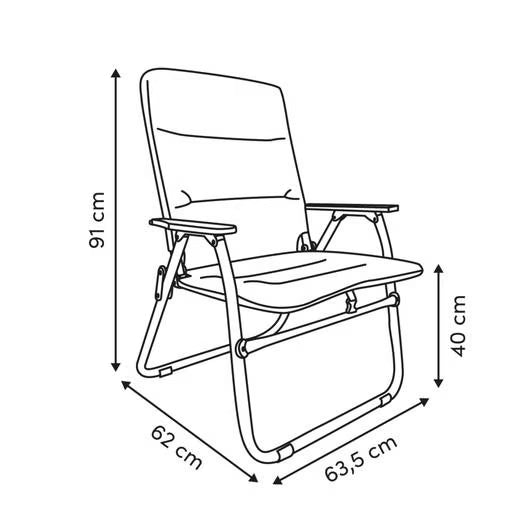 Scaun pliabil camping sau pescuit 5Five cu cadru din otel, sezut si spatar cu burete, 64x62x91 cm, gri antracit