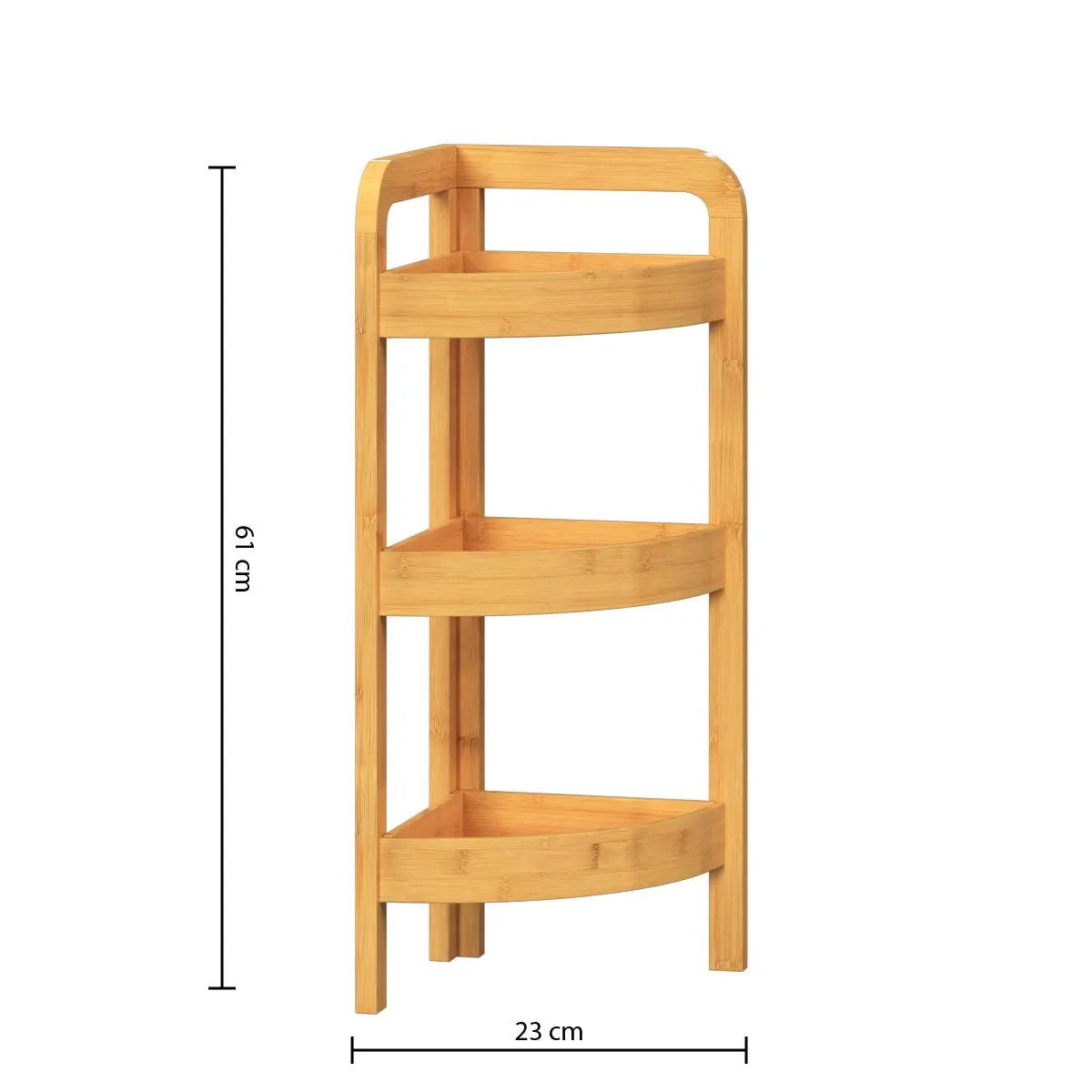 Etajera colt 5Five Bambou cu 3 rafturi, din lemn de bambus, 23x23x61 cm, bej natur