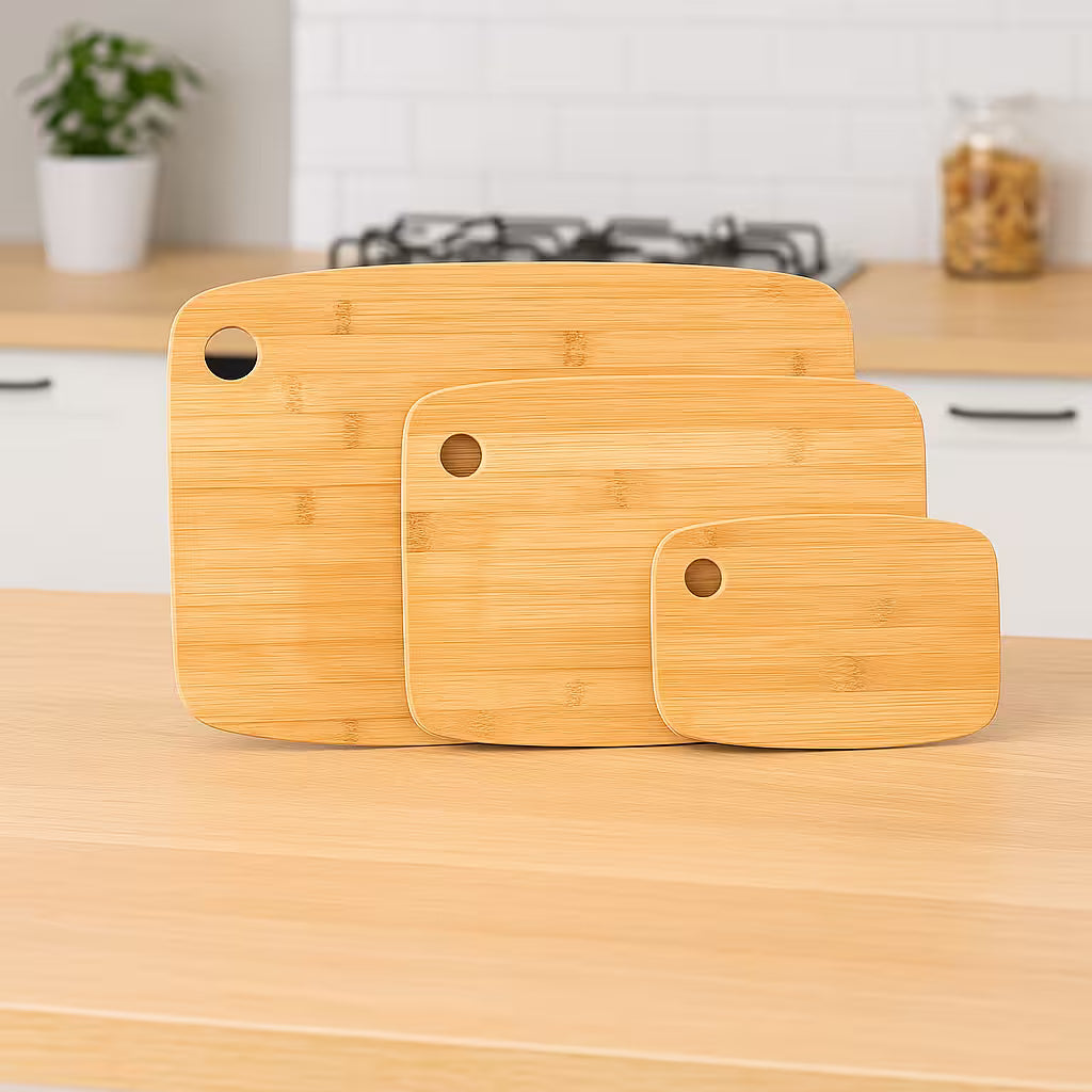 Set 3 tocatoare 5Five Bambou din bambus, 37x28 cm, 29x21 cm si 19x14 cm, maro natur
