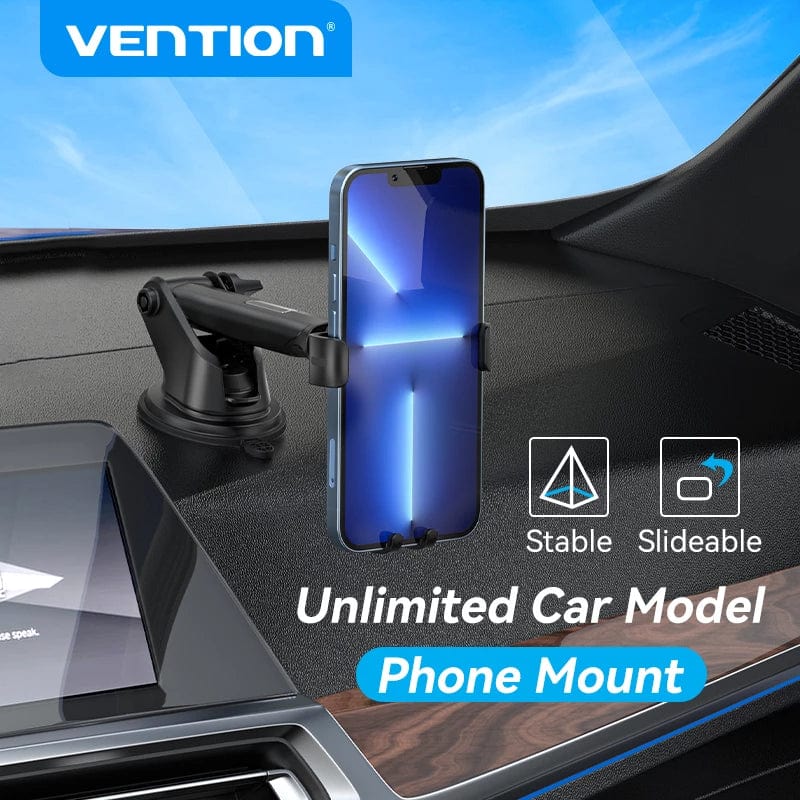 Suport AUTO Vention pt SmartPhone, fixare parbriz sau bord prin ventuza, unghi reglabil, device compatibil 4.7-7.2inch, negru, "KCOB0" - 6922794764866
