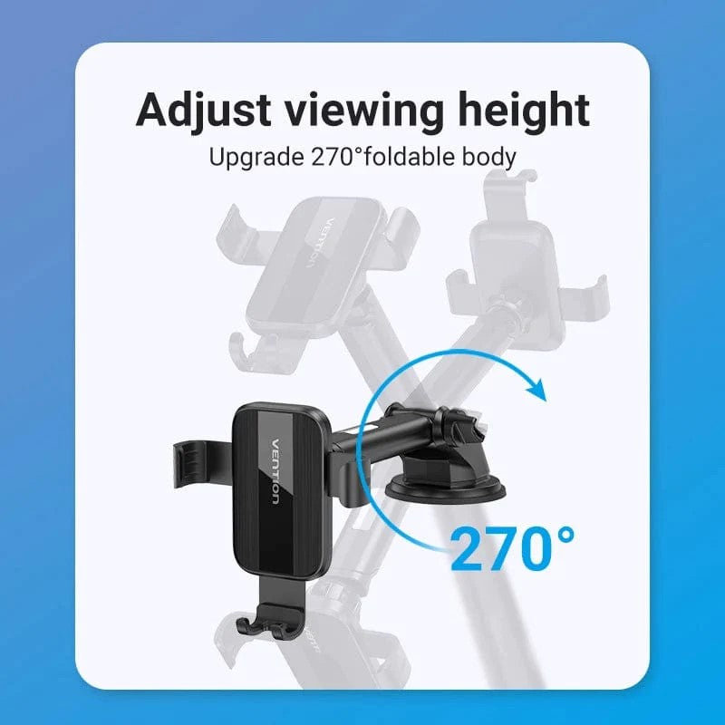 Suport AUTO Vention pt SmartPhone, fixare parbriz sau bord prin ventuza, unghi reglabil, device compatibil 4.7-7.2inch, negru, "KCOB0" - 6922794764866