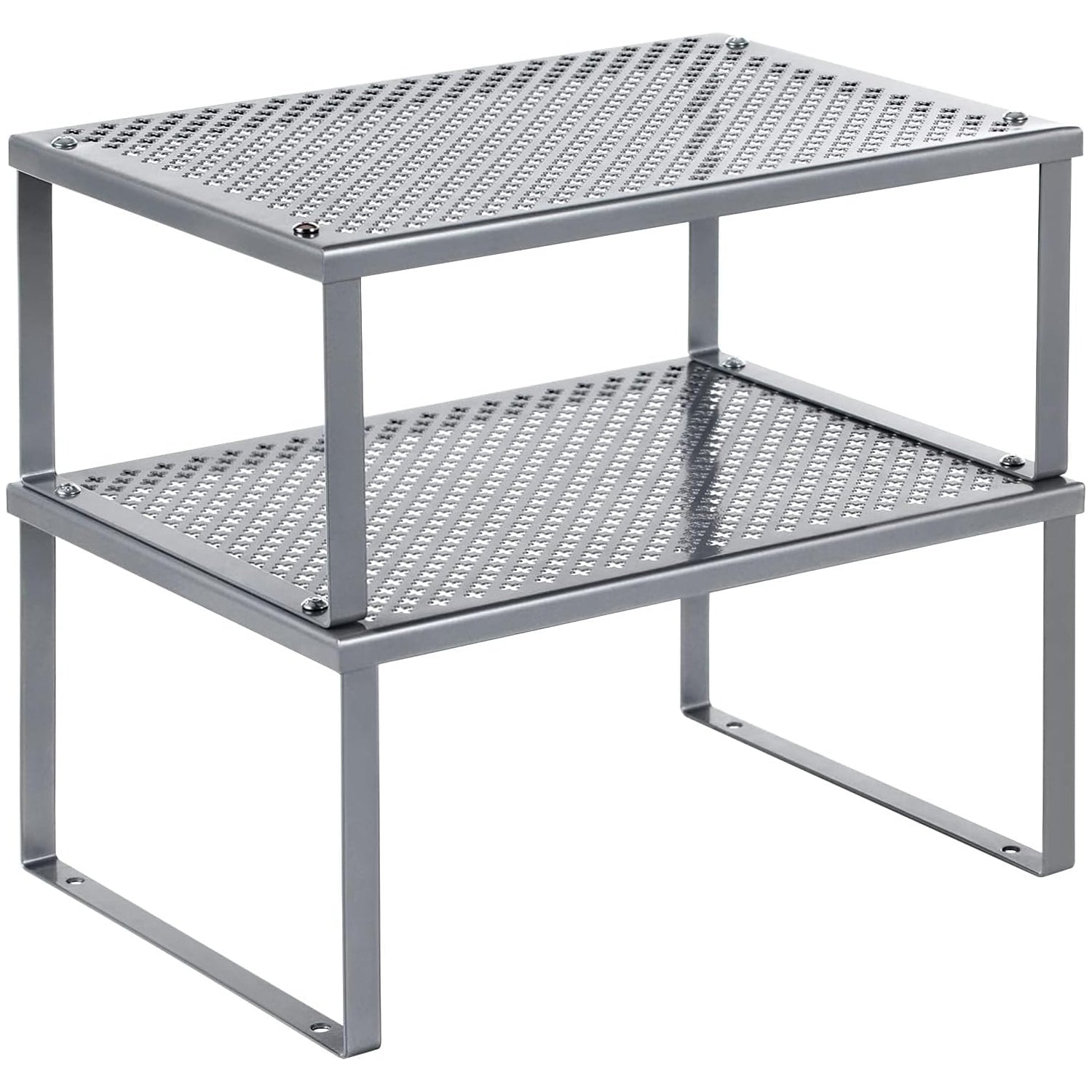 SONGMICS Set 2 rafturi de bucatarie metalice, suprapozabile, pentru ustensile sau condimente, 23x32x16cm, gri