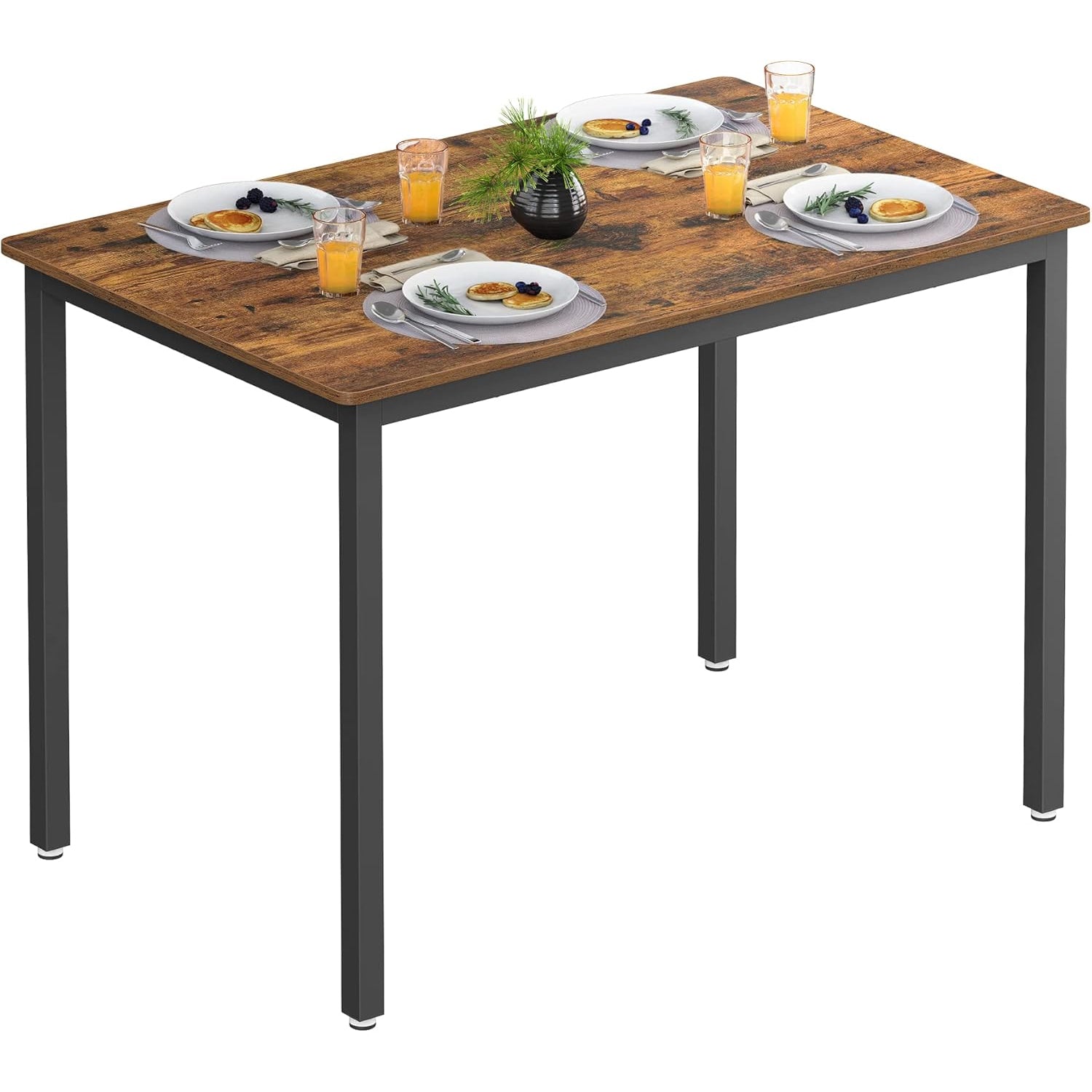 VASAGLE Masa de bucatarie pentru 4 persoane, cadru metalic, stil industrial, 110x70x77 cm, maro rustic