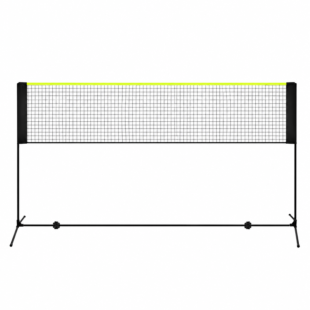 Set fileu badminton cu suport metalic si husa transport, instalare rapida, 400x200 cm, negru si verde neon