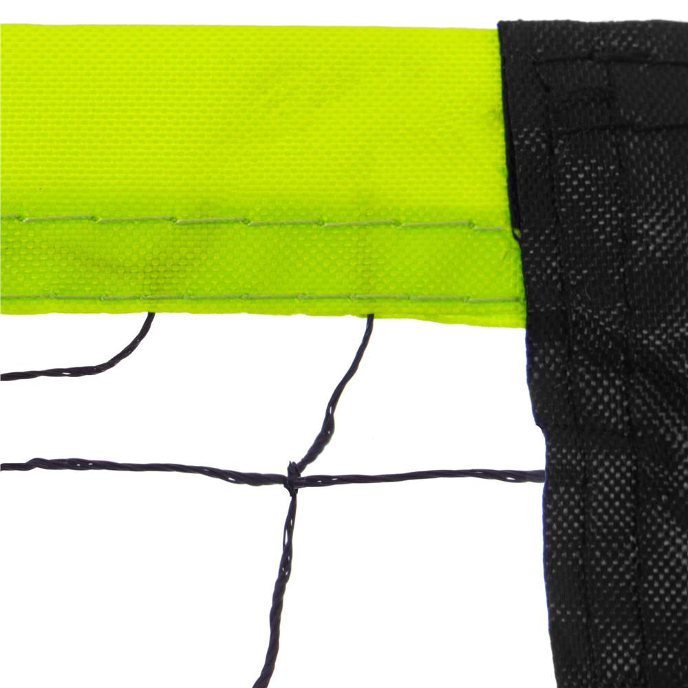 Set fileu badminton cu suport metalic si husa transport, instalare rapida, 400x200 cm, negru si verde neon