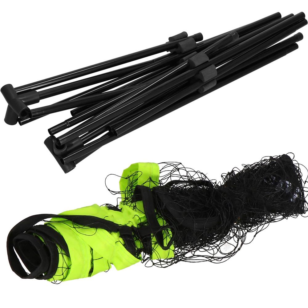 Set fileu badminton cu suport metalic si husa transport, instalare rapida, 400x200 cm, negru si verde neon