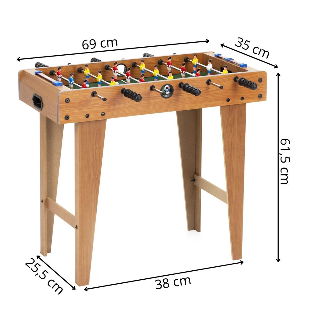 Masa de fotbal pentru copii, cu 6 manere, 18 jucatori, structura si picioare MDF, tabela scor, 69x35x62 cm