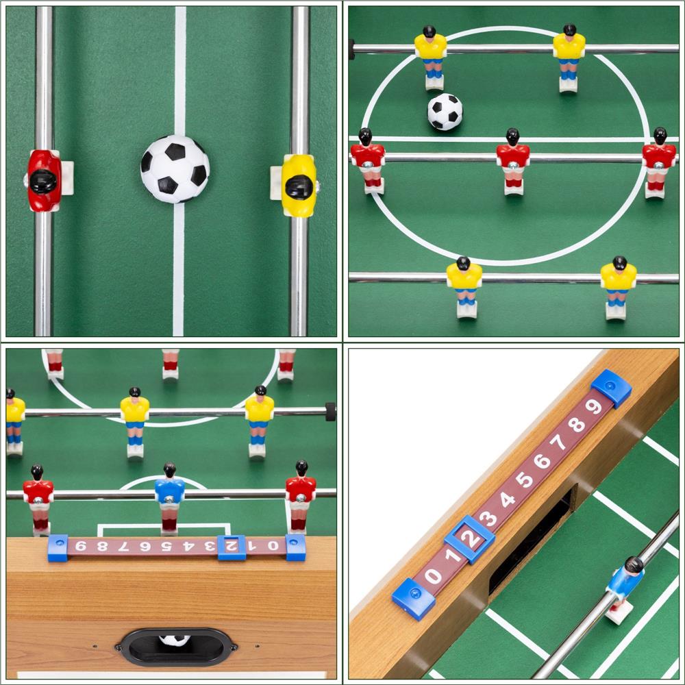 Masa de fotbal pentru copii, cu 6 manere, 18 jucatori, structura si picioare MDF, tabela scor, 69x35x62 cm