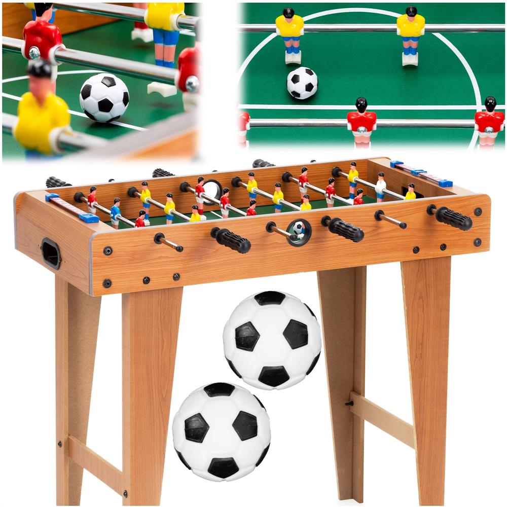 Masa de fotbal pentru copii, cu 6 manere, 18 jucatori, structura si picioare MDF, tabela scor, 69x35x62 cm