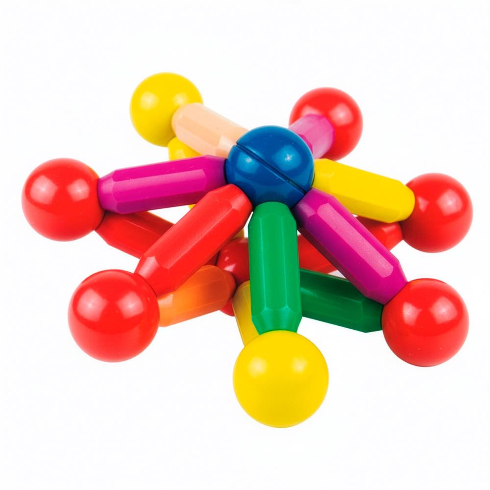 Set de constructie din piese magnetice educative pentru copii 128 de piese, multicolor