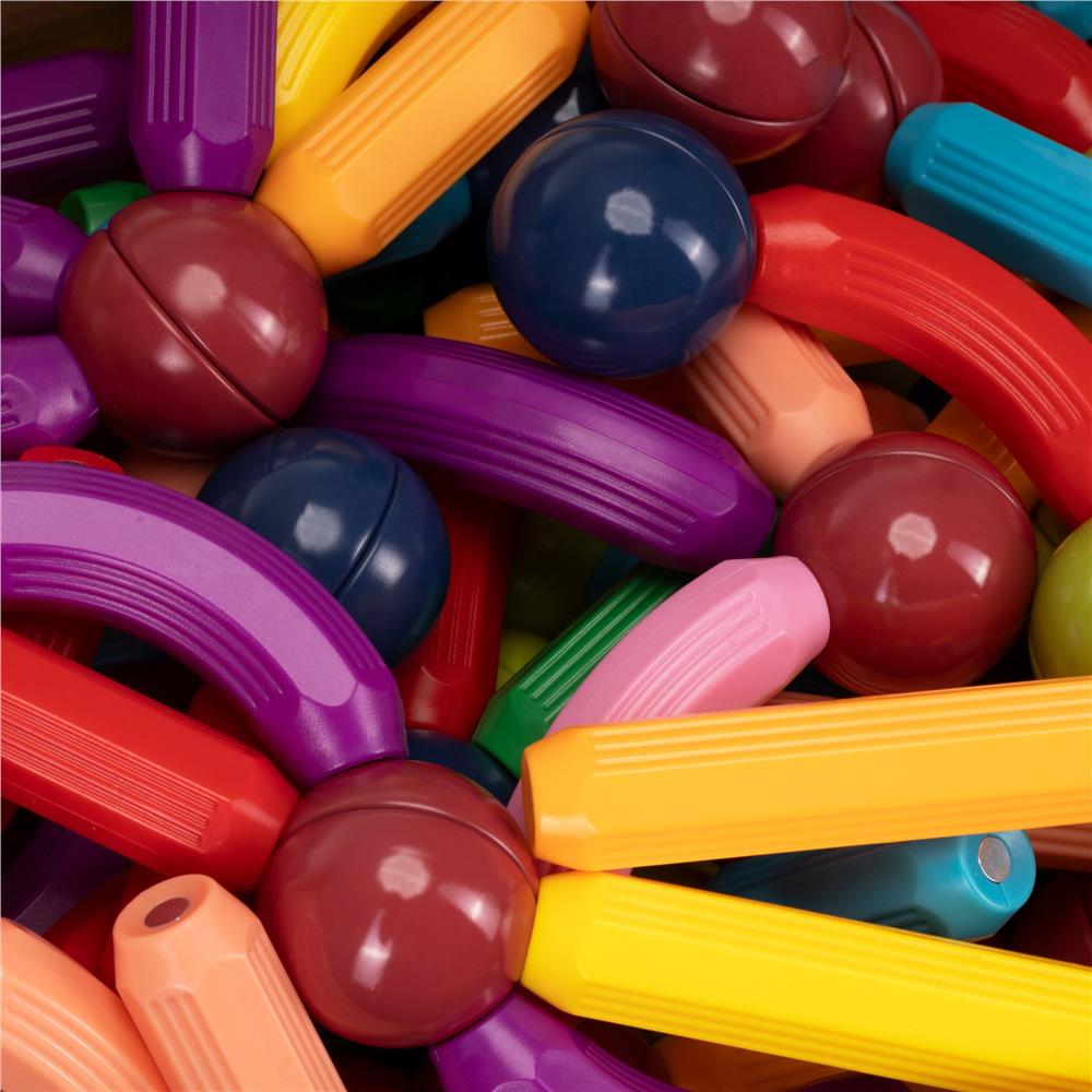 Set de constructie din piese magnetice educative pentru copii 128 de piese, multicolor