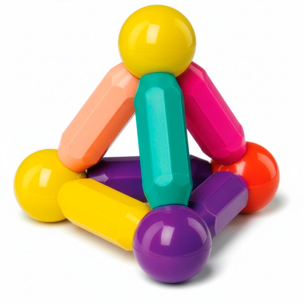 Set de constructie din piese magnetice educative pentru copii 100 de piese, colorate