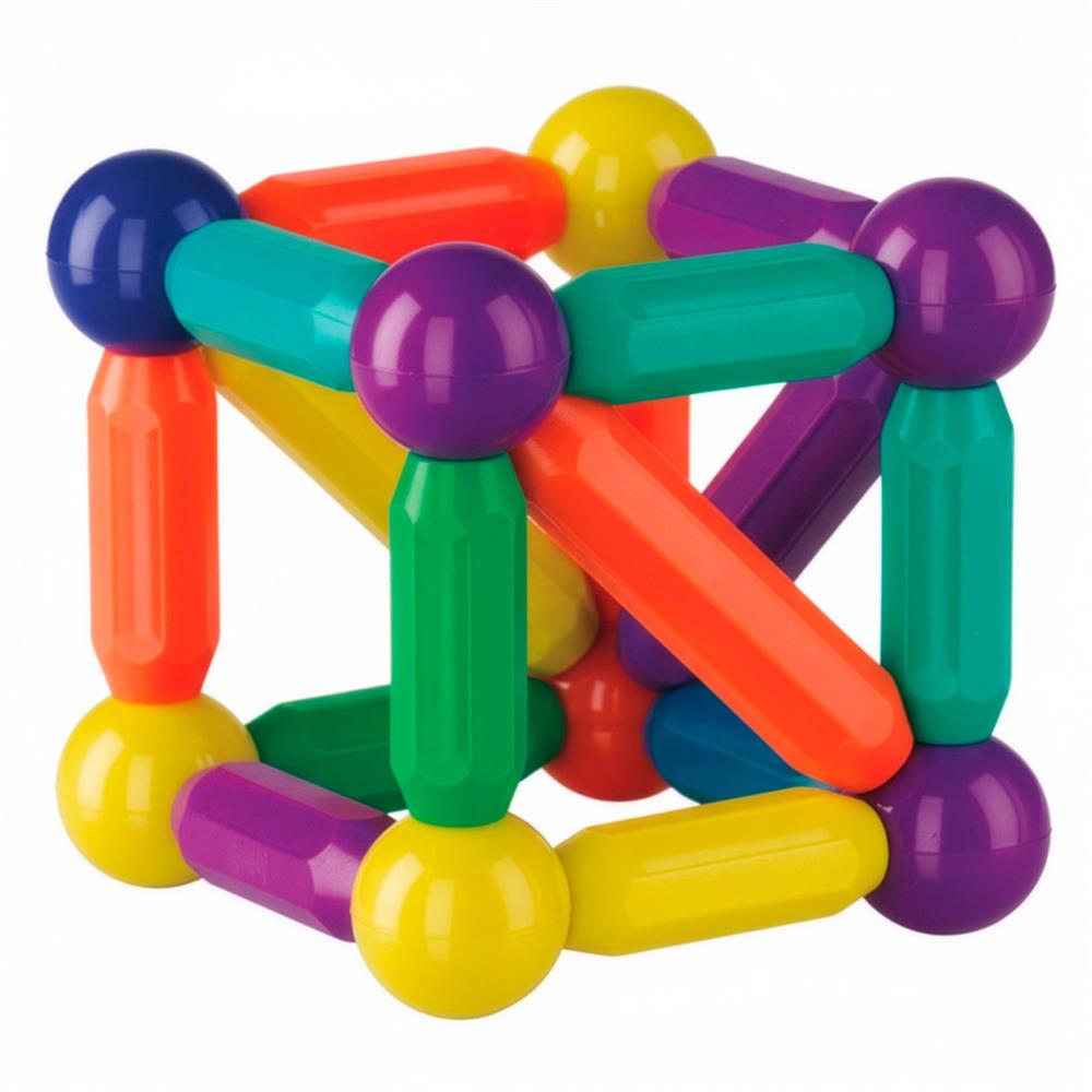 Set de constructie din piese magnetice educative pentru copii 100 de piese, colorate
