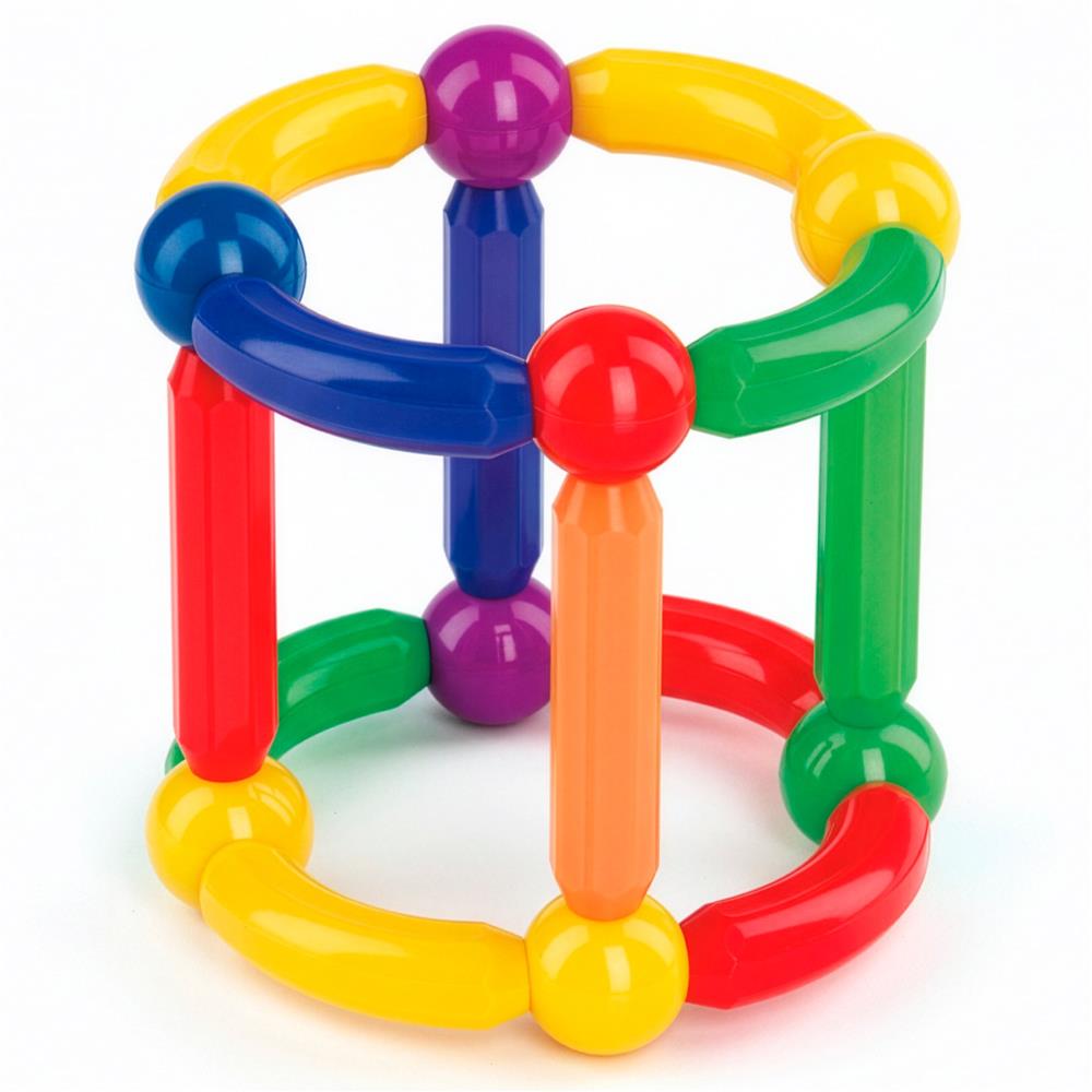 Set de constructie din piese magnetice educative pentru copii 100 de piese, colorate