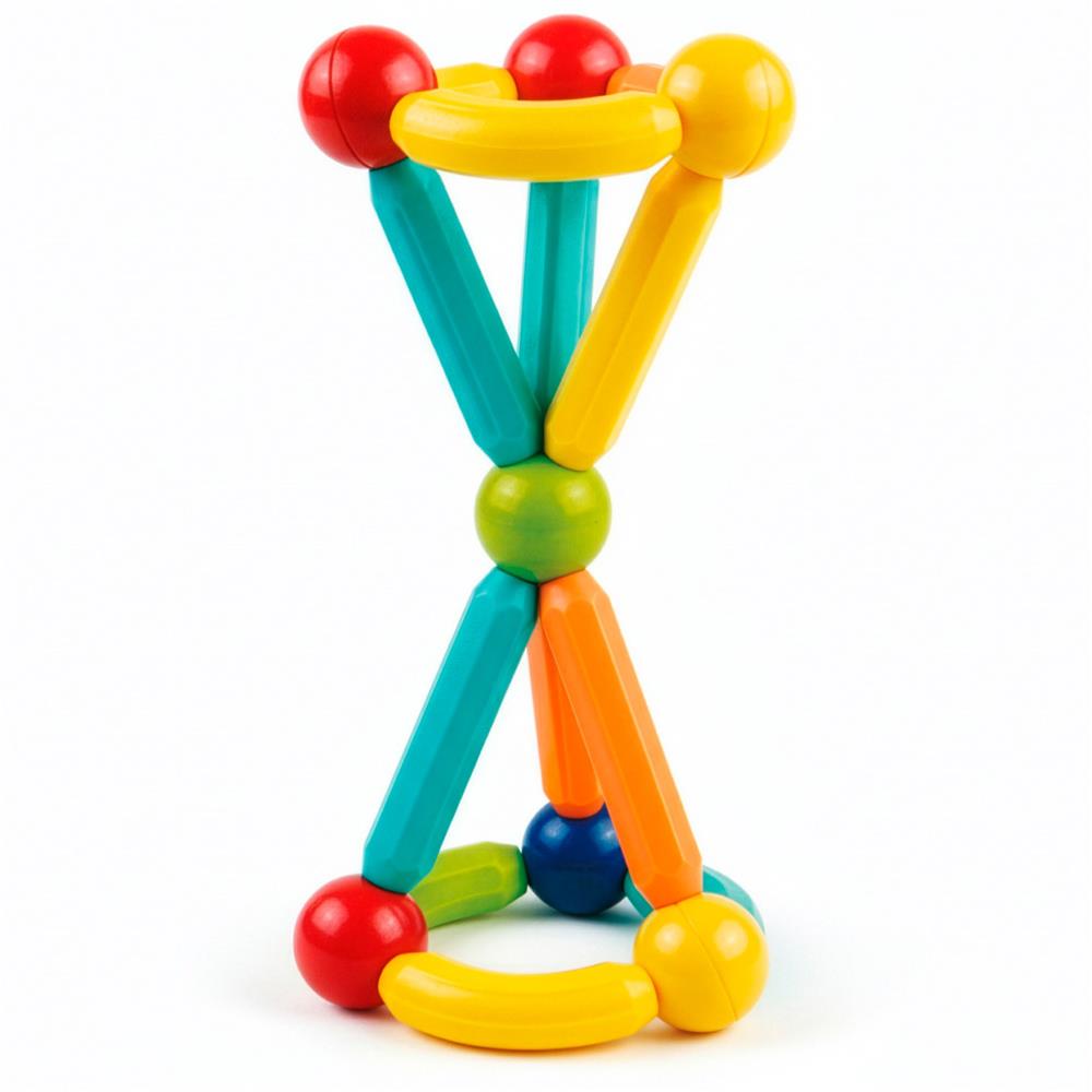 Set de constructie din piese magnetice educative pentru copii 100 de piese, colorate