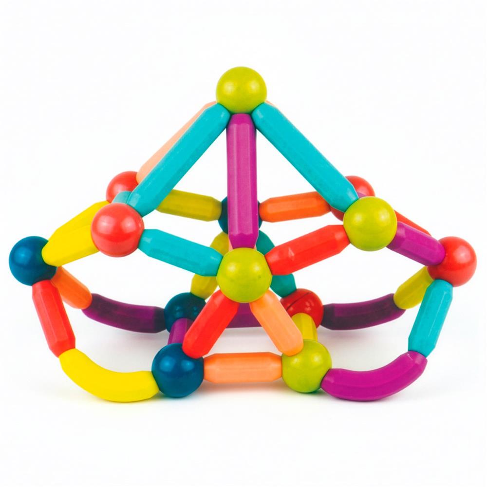 Set de constructie din piese magnetice educative pentru copii 100 de piese, colorate