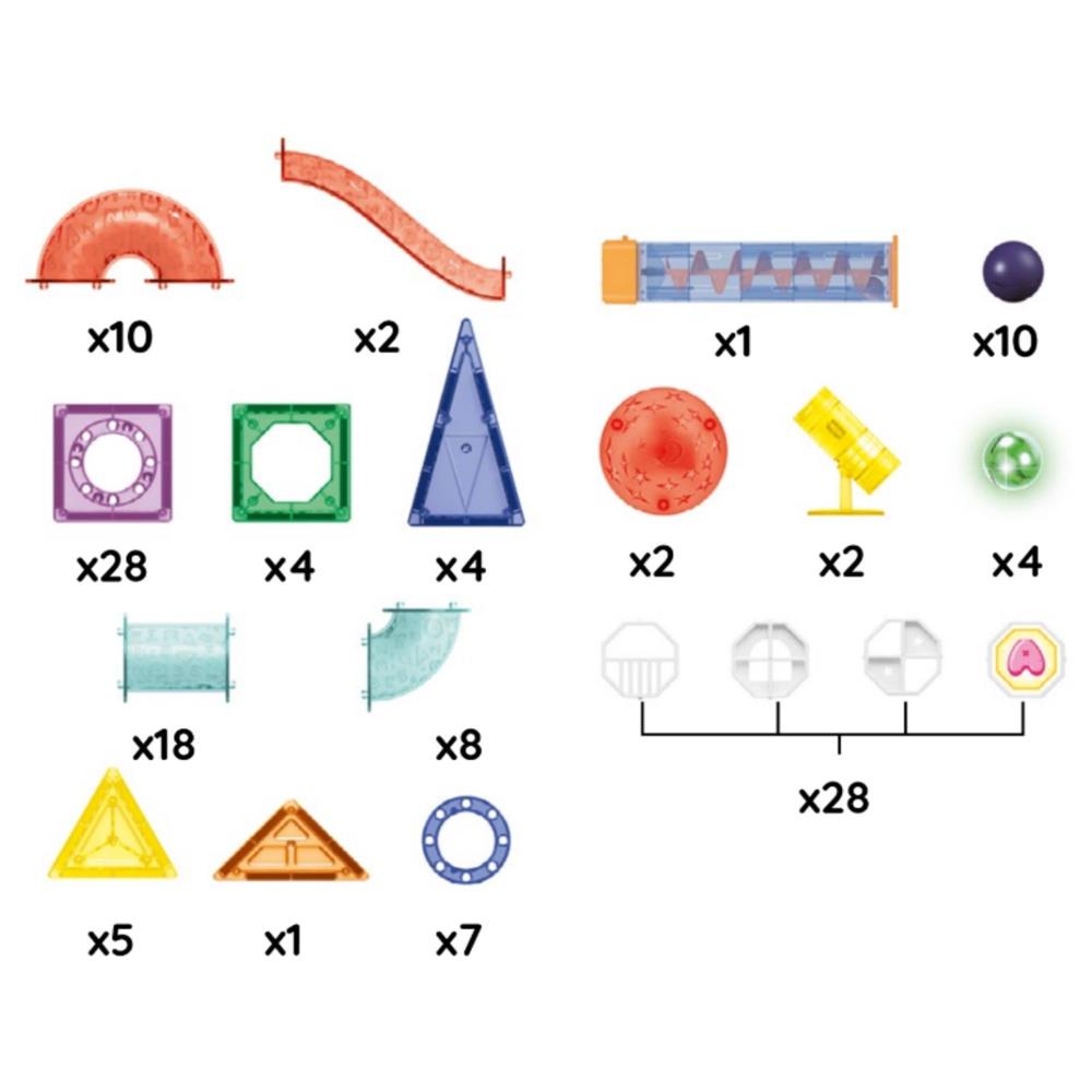 Set de constructie din piese magnetice educative pentru copii 134 de piese, multicolor