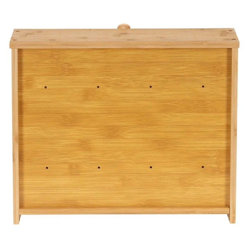 Cutie pentru paine cu 2 niveluri din bambus, cu ferestre transparente si inchidere magnetica, 39x25x32 cm, natur