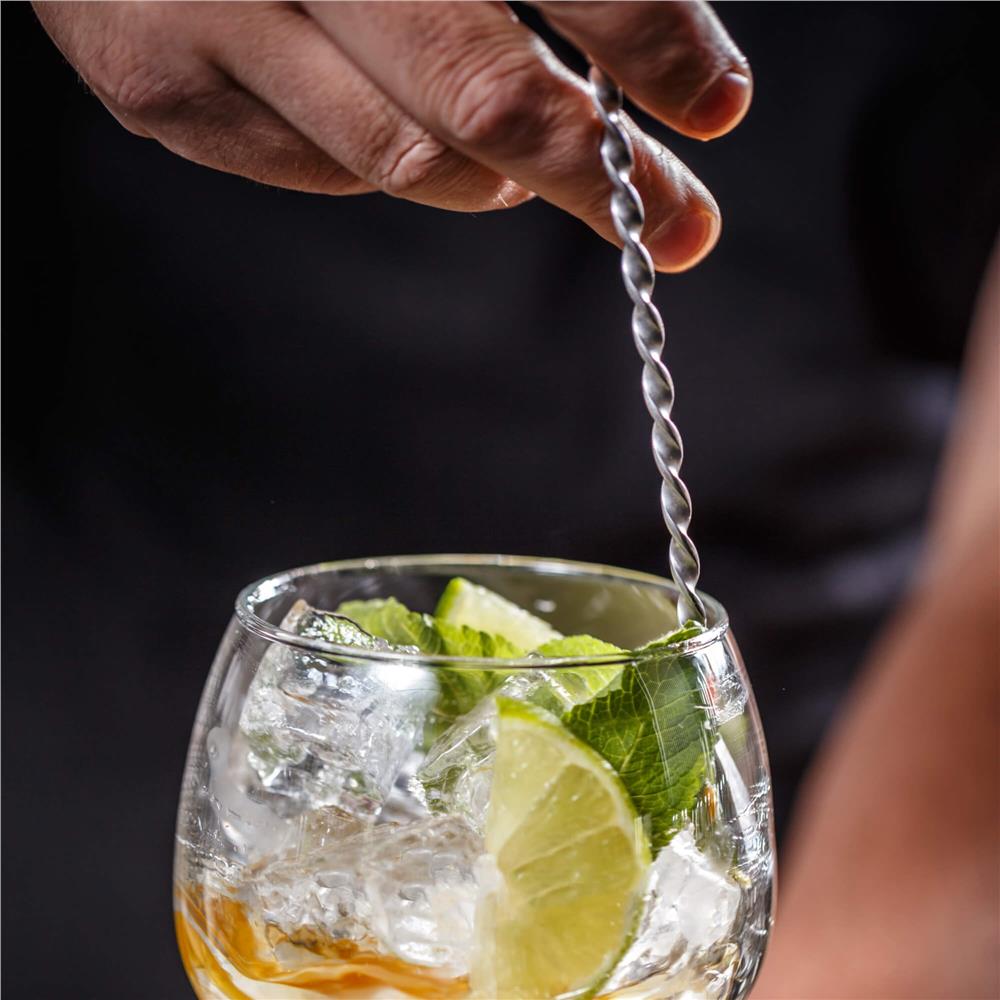 Set barman 14 piese din inox, cu shaker 750 ml, dozatoare, ustensile si suport, pentru cocktailuri, gri