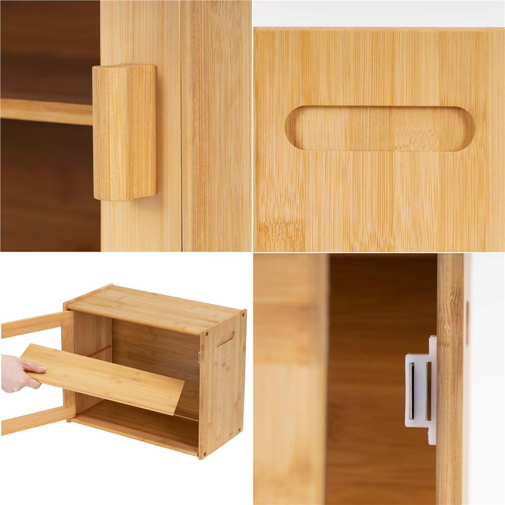 Cutie pentru paine din bambus cu fereastra transparenta, inchidere magnetica, 39x20x31 cm, bambus natural