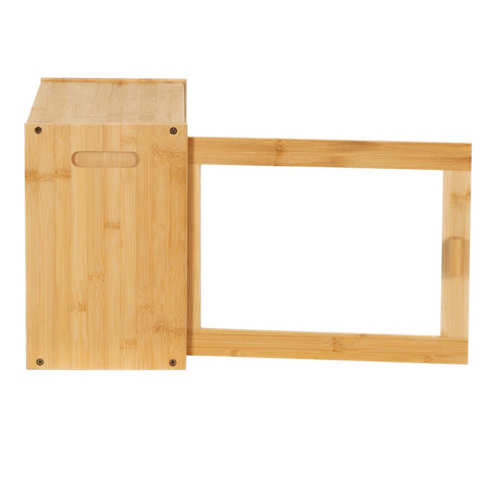 Cutie pentru paine din bambus cu fereastra transparenta, inchidere magnetica, 39x20x31 cm, bambus natural