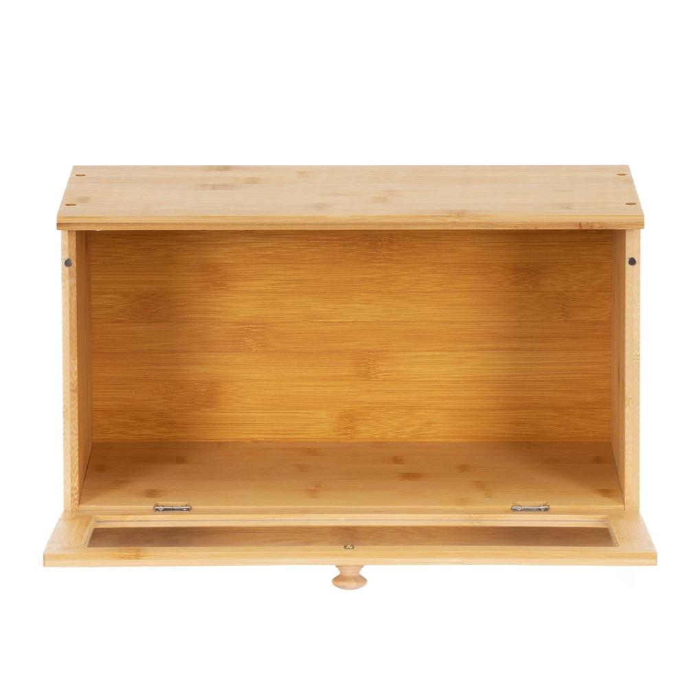 Cutie pentru paine din bambus cu fereastra transparenta, inchidere magnetica, 40x20x23 cm, bambus natural