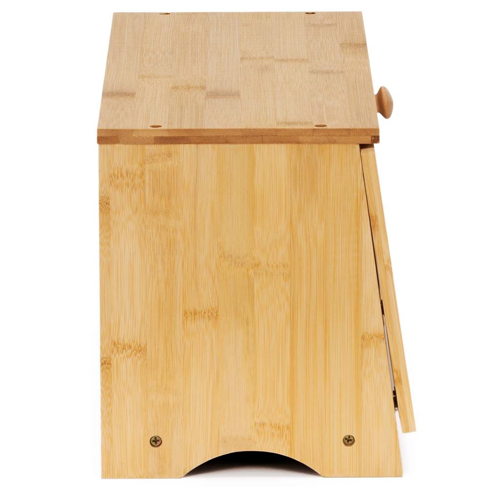 Cutie pentru paine din bambus cu fereastra transparenta, inchidere magnetica, 40x20x23 cm, bambus natural