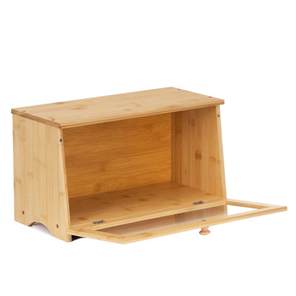 Cutie pentru paine din bambus cu fereastra transparenta, inchidere magnetica, 40x20x23 cm, bambus natural