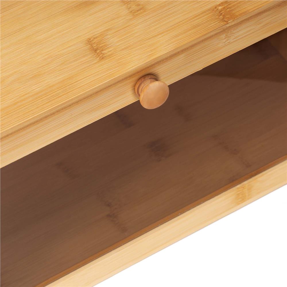 Cutie pentru paine din bambus cu fereastra transparenta, inchidere magnetica, 40x20x23 cm, bambus natural