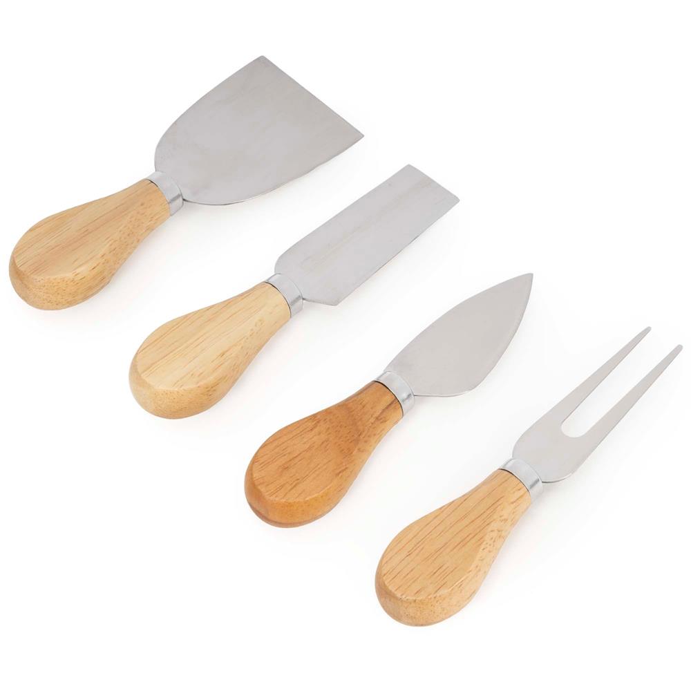Set servire branzeturi cu platou din bambus si accesorii, 35x28x8 cm, maro natur