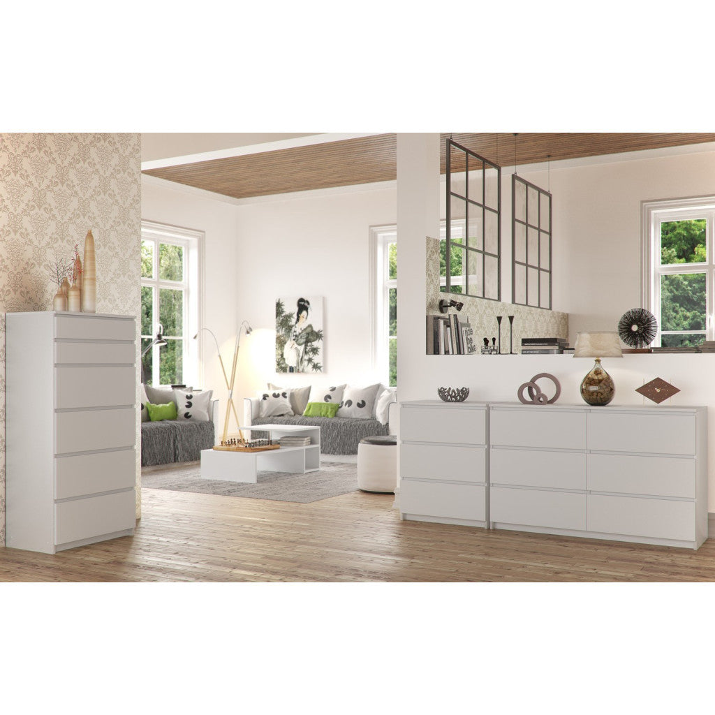 Comoda K160, cu 4 sertare si 2 dulapuri, PAL laminat 16 mm, 160x40x99 cm, alb