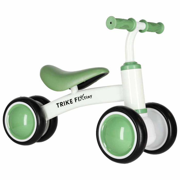 Bicicleta fara pedale pentru copii 4 roti, otel carbon, roti EVA, maxim 30 kg, 54x24x39 cm, verde si alb - BazarOltenia