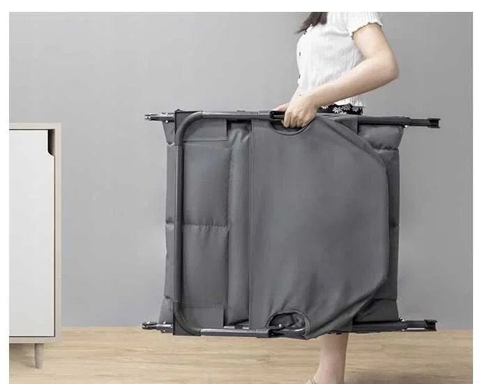 Pat pliabil camping cu saltea, reglabil 5 pozitii, cadru otel, maxim 100 kg, 200x64x30 cm, gri