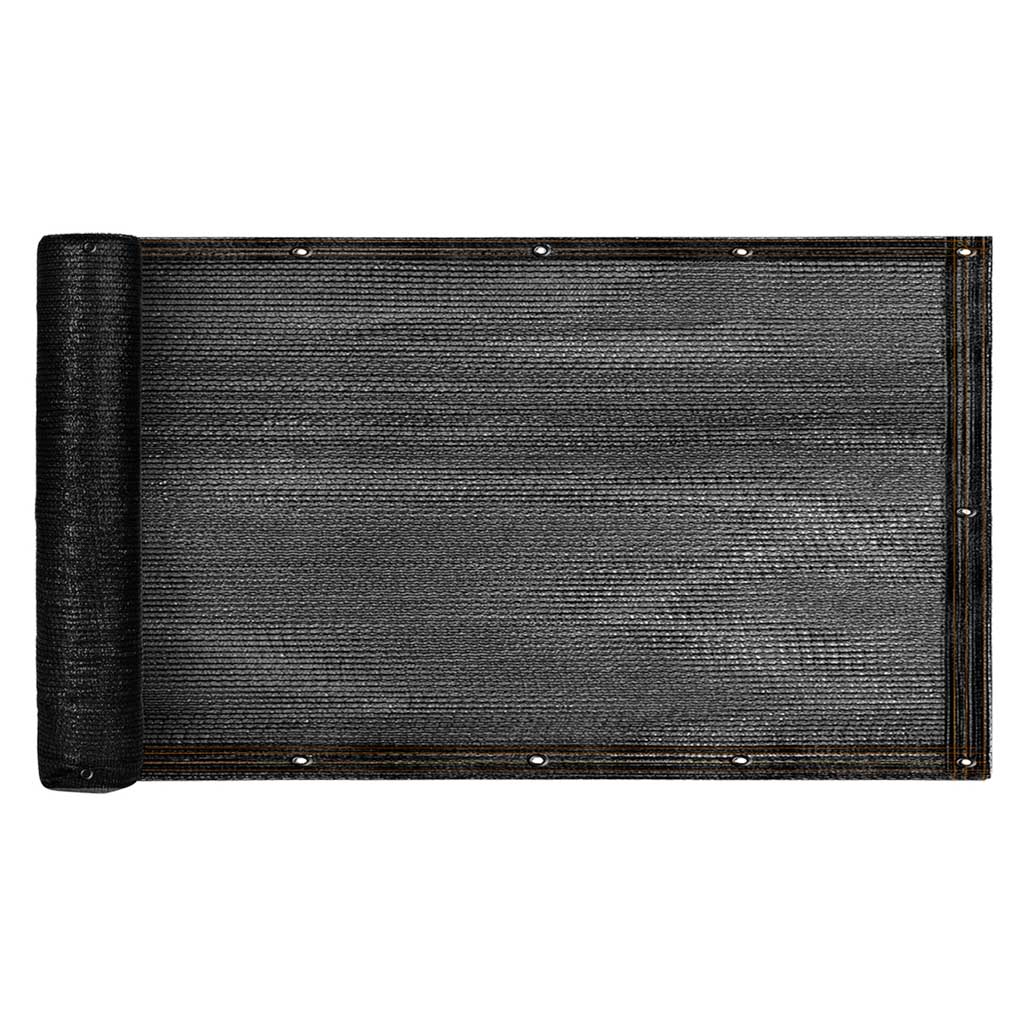 Protectie balcon din plasa PVC, cu inele metalice pentru prindere, 105×500 cm, negru