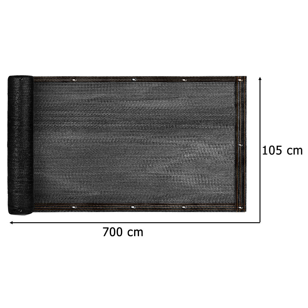 Protectie balcon din plasa PVC, cu inele metalice pentru prindere, 105x700 cm, negru - 6