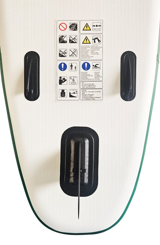 Placa Stand up paddle SUP gonflabila cu vasla, pompa si accesorii, 320x80x19 cm, 150 kg, alb